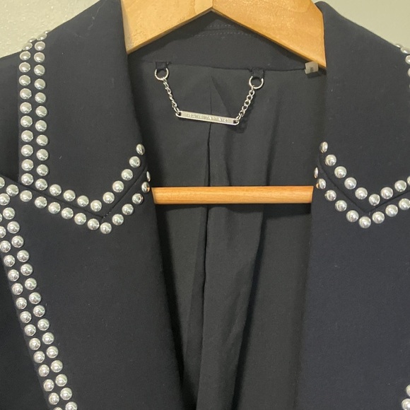Elie Tahari Navy Blazer with Silver Studs Western - Picture 3 of 7
